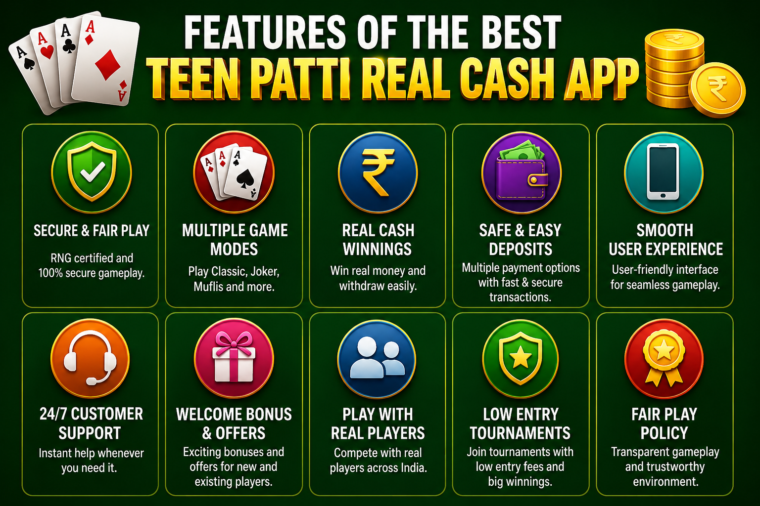 Features of the Best Teen Patti Real Cash
